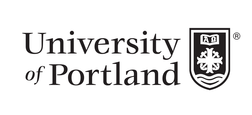 University of Portland logo, stacked, black variant, cell 213