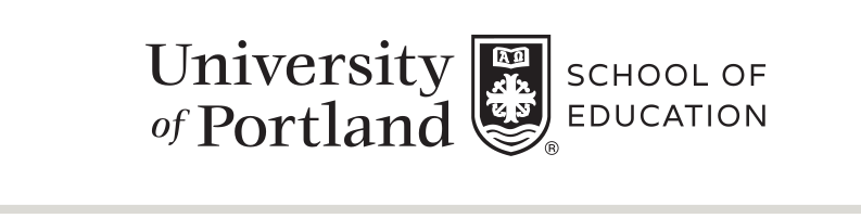 University of Portland School of Education, horizontal, black outline variant, cell 279
