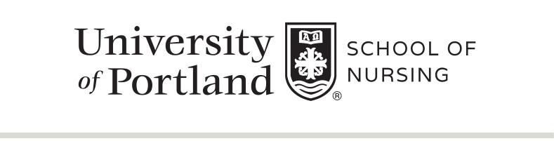 University of Portland School of Nursing, horizontal, black outline variant, cell 287