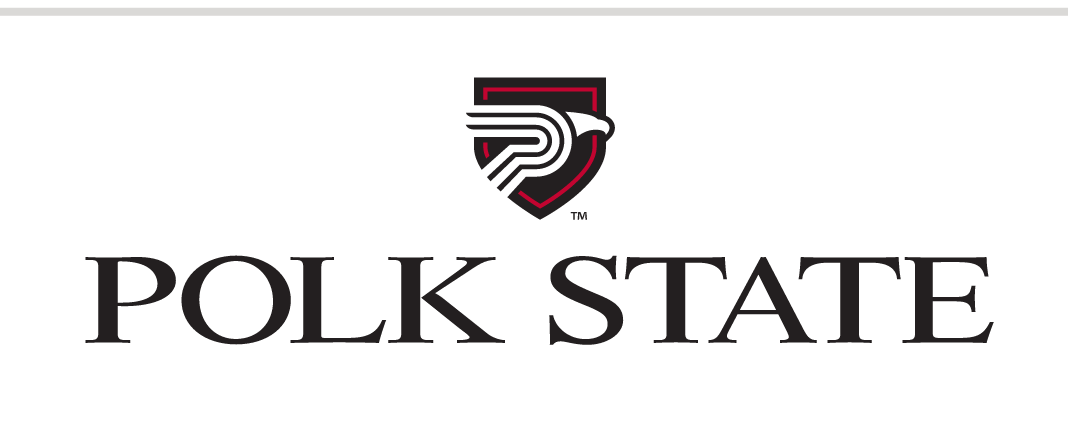 Polk State College, stacked, black and red variant, cell 70