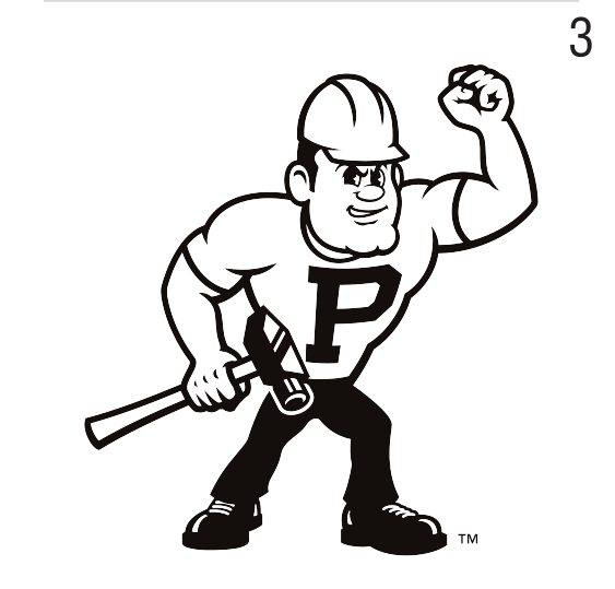 Purdue Pete mascot, black outline variant, cell 32
