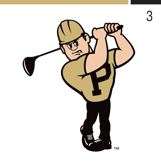 Purdue Pete golf mascot, full color variant, cell 34