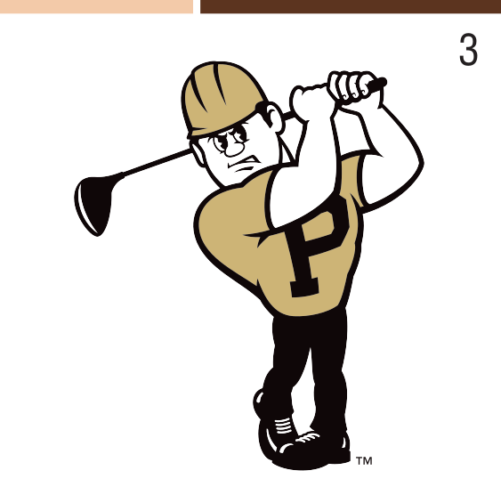 Purdue Pete golf mascot, black and white variant, cell 36