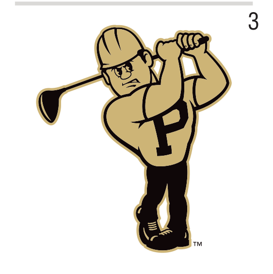 Purdue Pete golf mascot, gold and black variant, cell 38