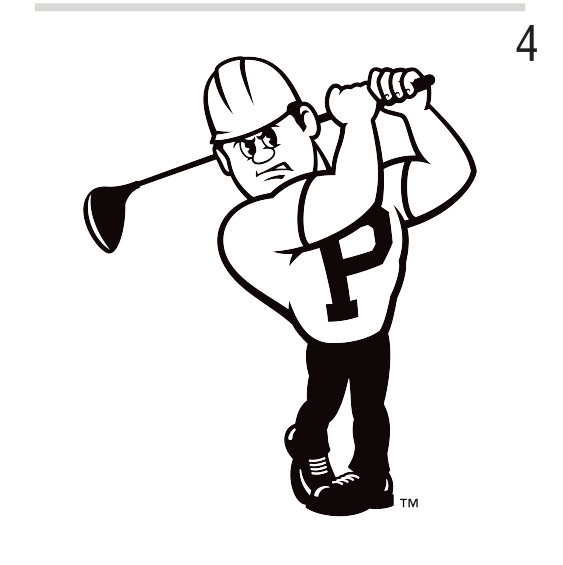 Purdue Pete golf mascot, black outline variant, cell 40