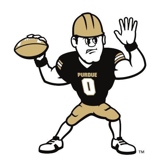 Purdue Pete football mark, black and white variant, cell 46