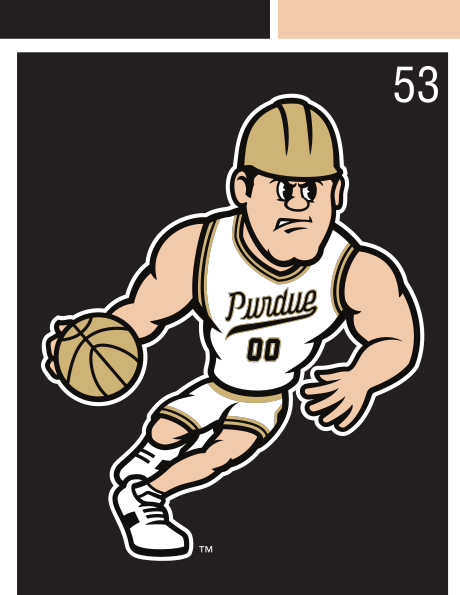 Purdue Pete basketball mark, full color on black variant, cell 53