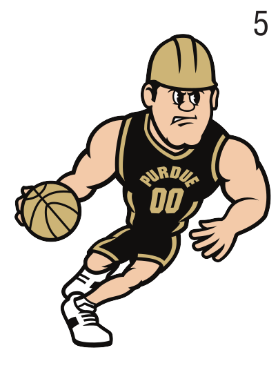 Purdue Pete basketball mark, black and white variant, cell 54