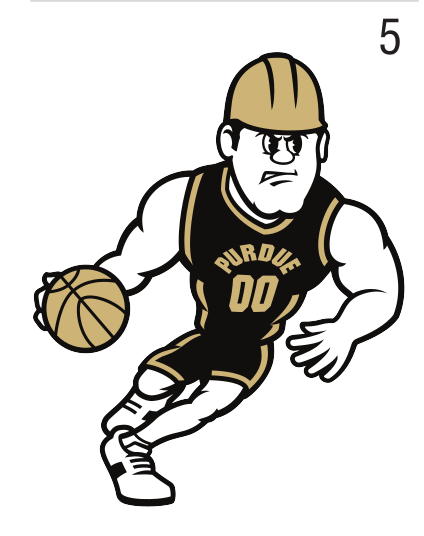 Purdue Pete basketball mark, gold and black variant, cell 56