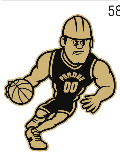 Purdue Pete basketball mark, white and black variant, cell 58