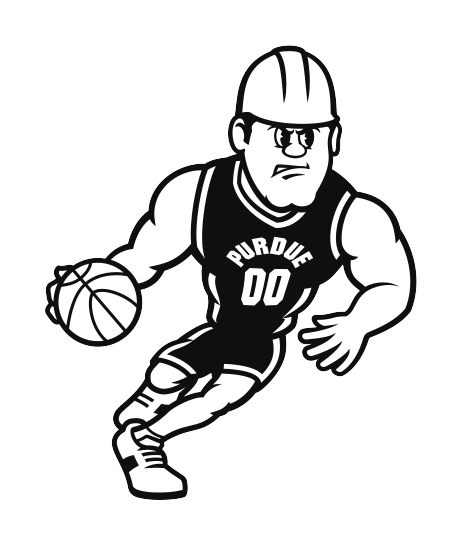 Purdue Pete basketball mark, white and black variant, cell 60