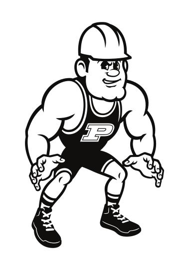 Purdue Pete wrestling mark, white and black variant, cell 68