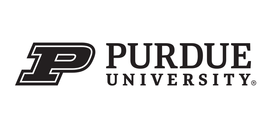 Purdue University signature, horizontal, black/white on white variant, cell 90