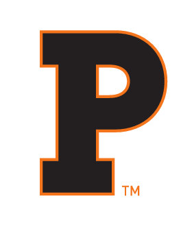 Princeton P, outlined black, orange outline variant