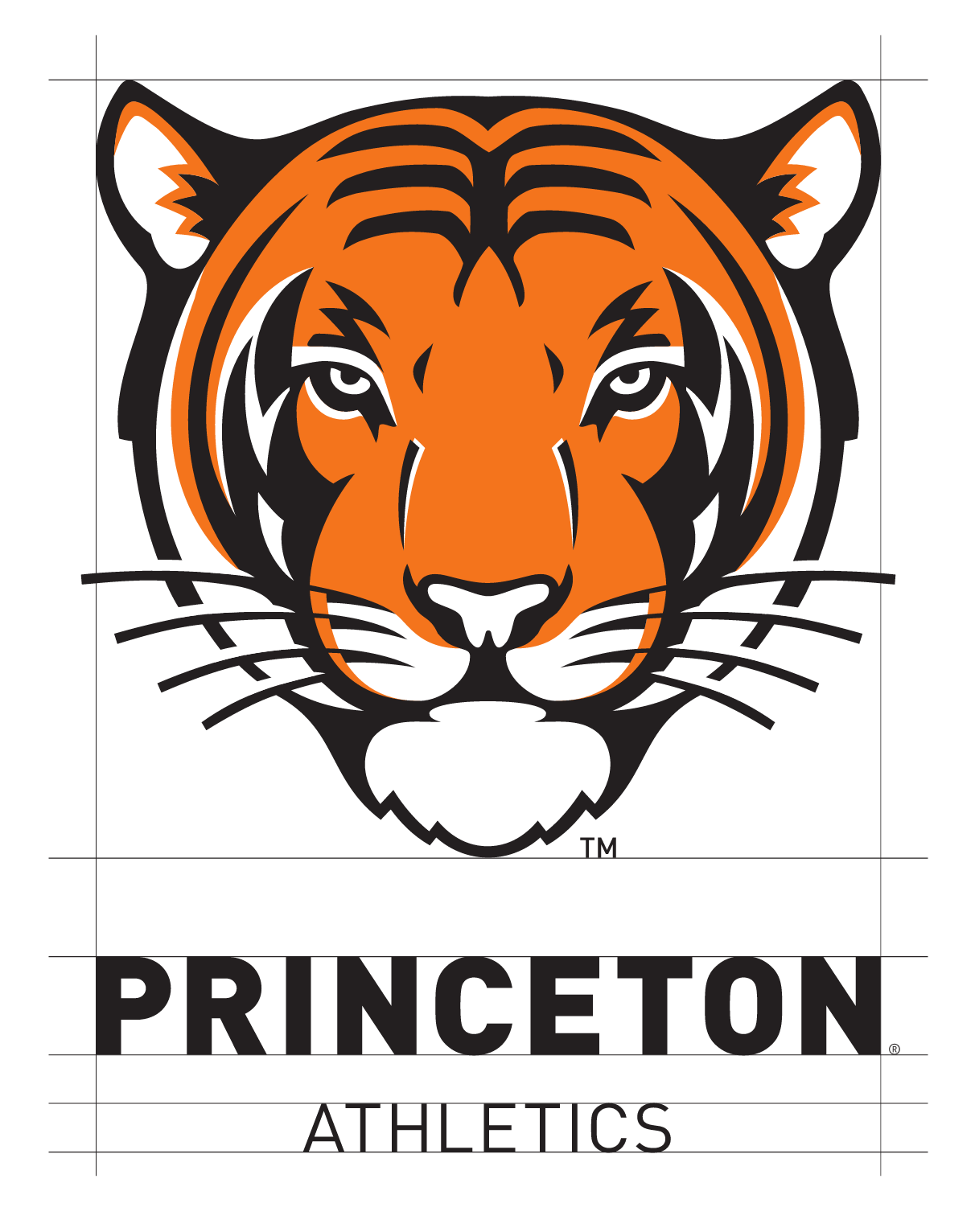 Princeton Athletics lockup, linear face 2 variant, cell 2