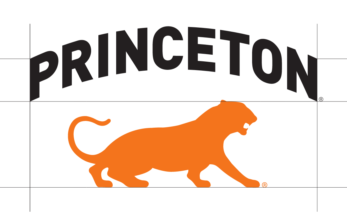 Princeton University logo, arched wordmark with tiger silhouette variant, cell 1