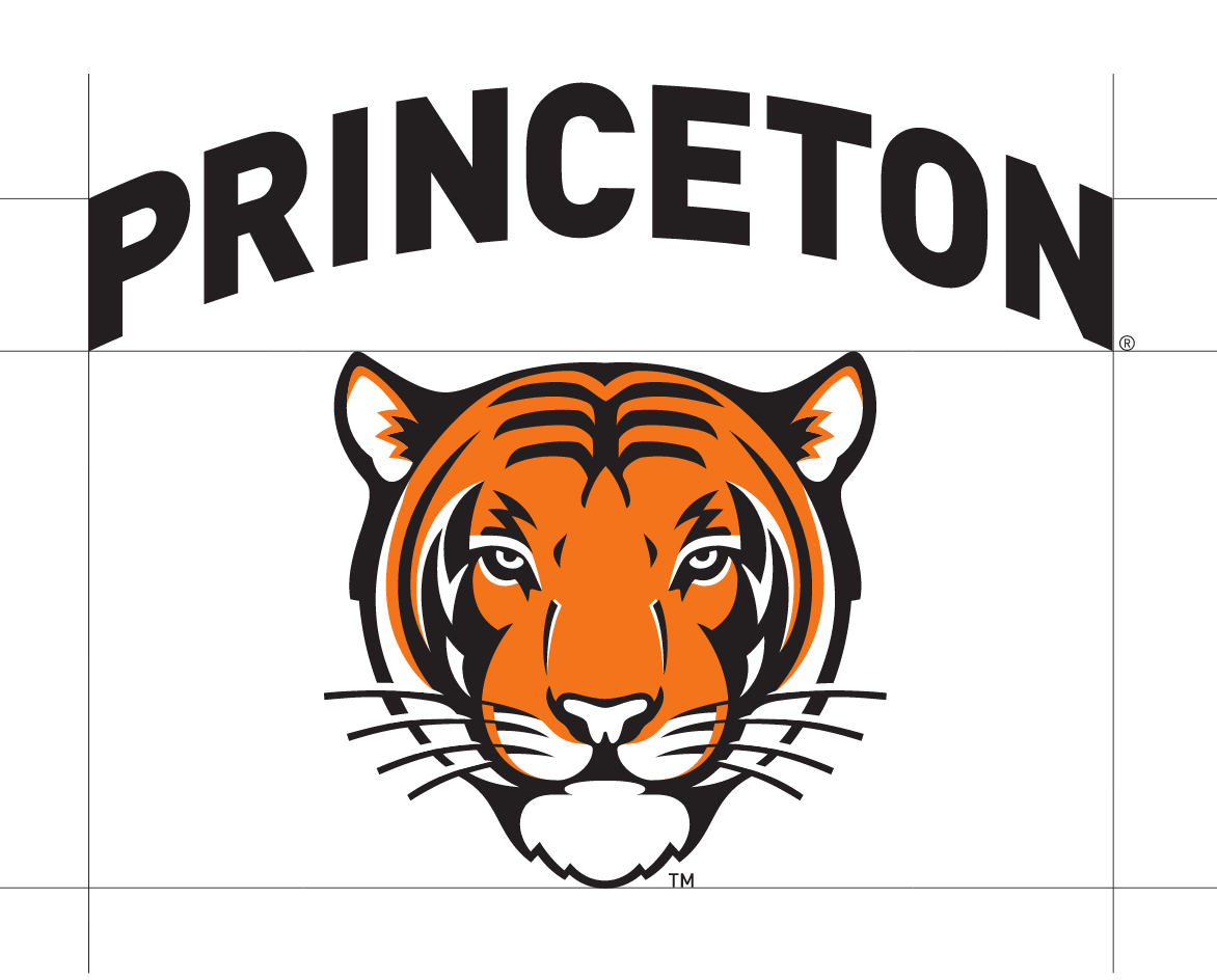 Princeton arched wordmark with tiger face, full color variant, cell 1