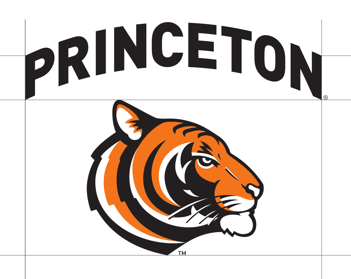 Princeton arched wordmark with tiger profile, full color variant, cell 2