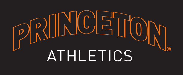 PRINCETON ATHLETICS wordmark, arched, outlined orange text, black outline variant, cell 3