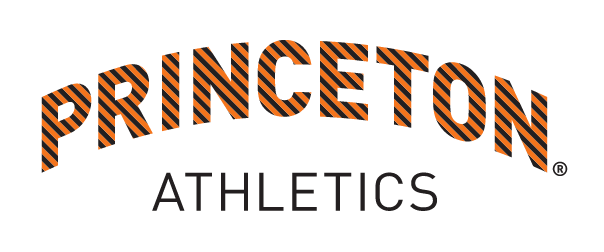 PRINCETON ATHLETICS wordmark, arched, pattern-filled, black and orange stripes variant, cell 4