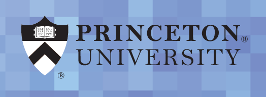Princeton University logo, black and white on strong color and texture background variant