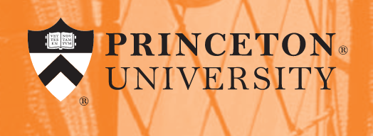 Princeton University logo, black and white on orange background variant