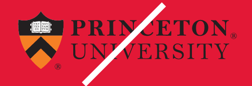 Princeton University logo, black and orange on red background variant