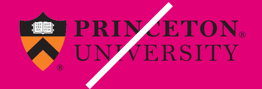 Princeton University logo, black and orange on pink background variant
