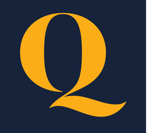 Q lettermark, gold on navy background variant, cell 17