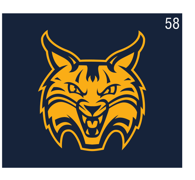 Growler mascot head, gold, navy background variant, cell 58