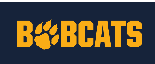 BOBCATS wordmark with paw icon, gold on navy variant, cell 158