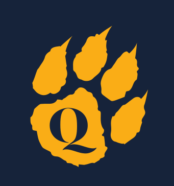 Bobcat paw with Q, gold on navy variant, cell 166