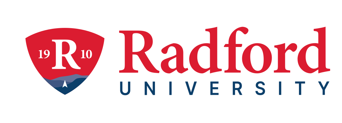 Radford University logo, horizontal, full color variant, cell 6