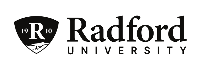Radford University logo, horizontal, black variant, cell 8