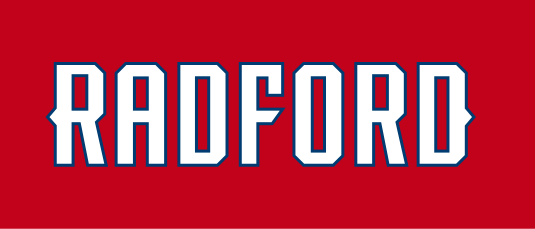 Radford straight wordmark, white/blue on red variant, cell 31