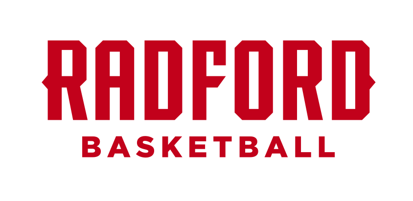 Radford wordmark with Basketball, red on white variant, cell 46
