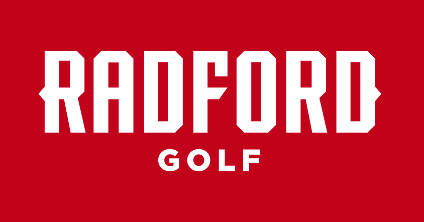 Radford wordmark with Golf, white on red variant, cell 58