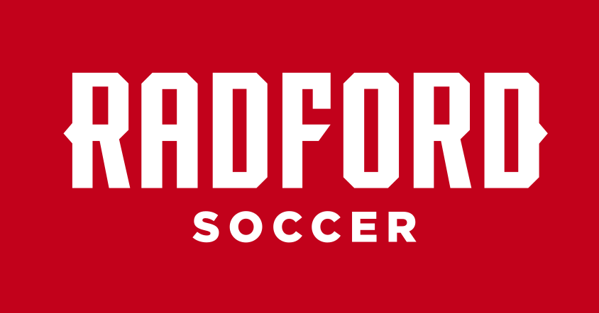 Radford wordmark with Soccer, white on red variant, cell 60