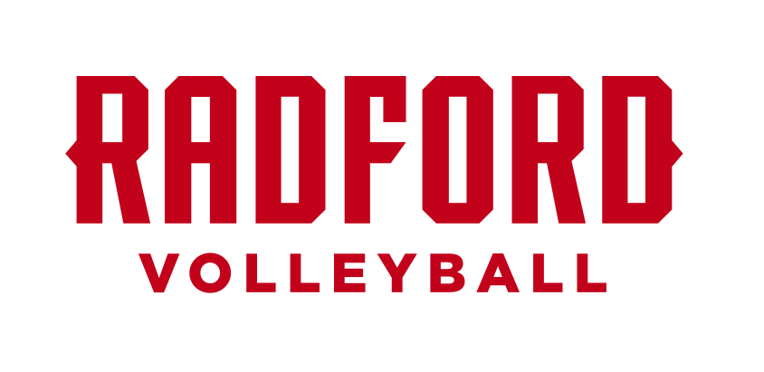 Radford wordmark with Volleyball, red on white variant, cell 54