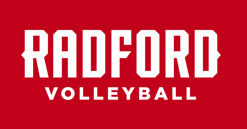 Radford wordmark with Volleyball, white on red variant, cell 64