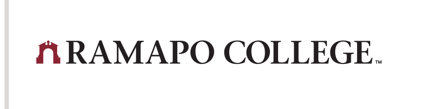 Ramapo College wordmark with arch, horizontal black variant, cell 8