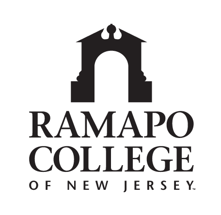Ramapo College Institutional Mark, black stacked variant, cell 4