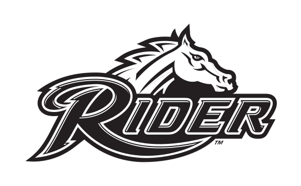 Rider wordmark with mascot, black and white variant, cell 7