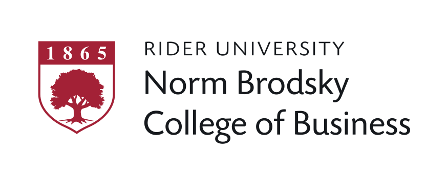 Rider University Norm Brodsky College of Business logo, full color variant, cell 224