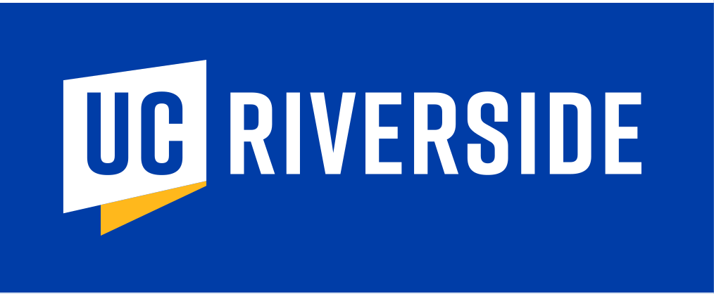 UC Riverside logo, full color horizontal, white/yellow on blue variant, cell 4