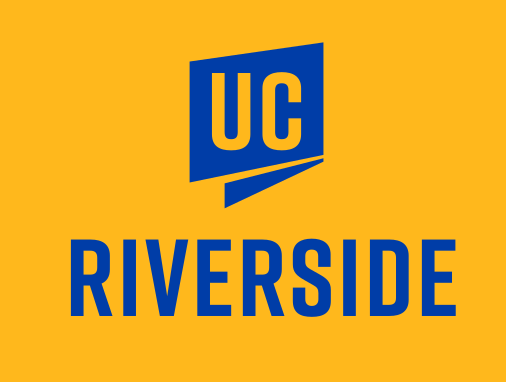 UC Riverside logo, one color stacked, blue on yellow variant, cell 7