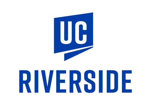 UC Riverside logo, one color stacked, blue on white variant, cell 9