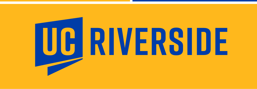 UC Riverside logo, one color horizontal, blue on yellow variant, cell 11