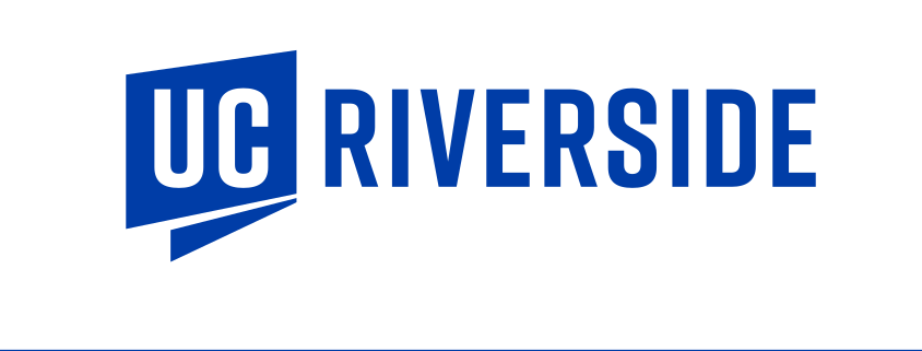 UC Riverside logo, one color horizontal, blue on white variant, cell 13