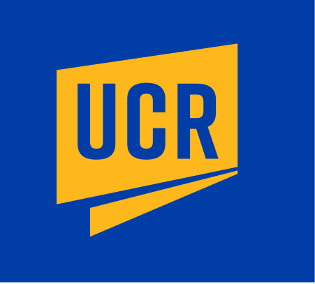 UCR monogram, one color, blue on yellow variant, cell 18
